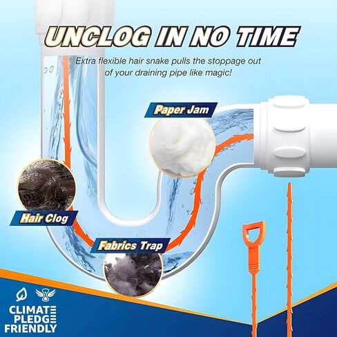 Forliver Snake Drain Hair Drain Clog Remover Cleaning Tool Pipe Snake Shower drain with 25 Inch 3 Packs Plastic sink snake & 1 Pack Drain Relief Tool for Kitchen Sink Bath Tub Bathroom(3+1) in Kuwait