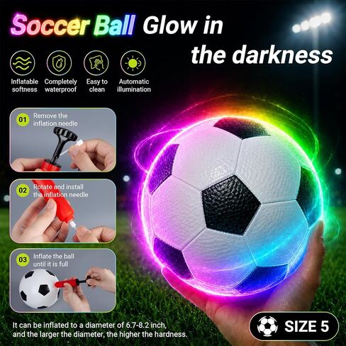 Soccer Goal Toy Set for Kids, Luminous LED Soccer Ball, Outdoor Sport Games in Kuwait