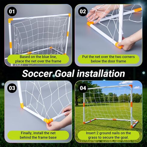 Soccer Goal Toy Set for Kids, Luminous LED Soccer Ball, Outdoor Sport Games in Kuwait