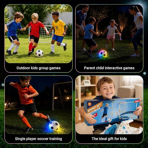 Soccer Goal Toy Set for Kids, Luminous LED Soccer Ball, Outdoor Sport Games in Kuwait
