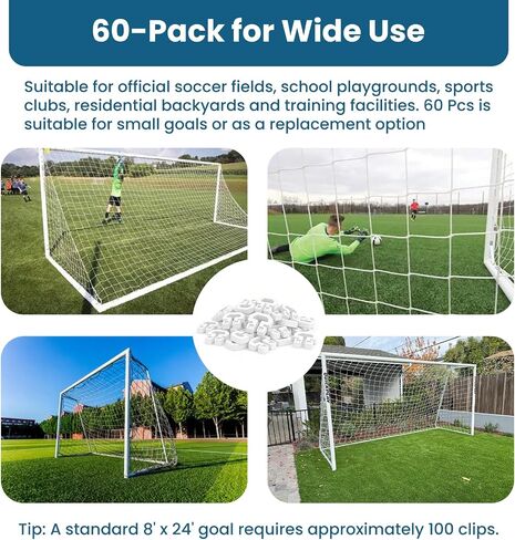 60 Pack Soccer Net Clips, Heavy Duty Plastic Soccer Goal Net Clips, Universal Twist Lock Net Clips for Soccer Goal, Durable Football Net Fasteners for Standard Soccer Goals in Kuwait