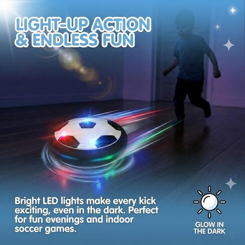 TheKiddoSpace LED Hover Soccer Ball for Kids – Indoor Floating Soccer Toy with Lights - Hover Ball Game for Boys - Fun Sports & Outdoor Play Gift - Cool Birthday Toy for 4–12 Year Old Boys in Kuwait