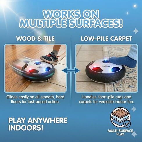 TheKiddoSpace LED Hover Soccer Ball for Kids – Indoor Floating Soccer Toy with Lights - Hover Ball Game for Boys - Fun Sports & Outdoor Play Gift - Cool Birthday Toy for 4–12 Year Old Boys in Kuwait
