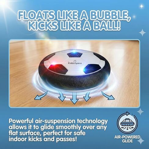 TheKiddoSpace LED Hover Soccer Ball for Kids – Indoor Floating Soccer Toy with Lights - Hover Ball Game for Boys - Fun Sports & Outdoor Play Gift - Cool Birthday Toy for 4–12 Year Old Boys in Kuwait