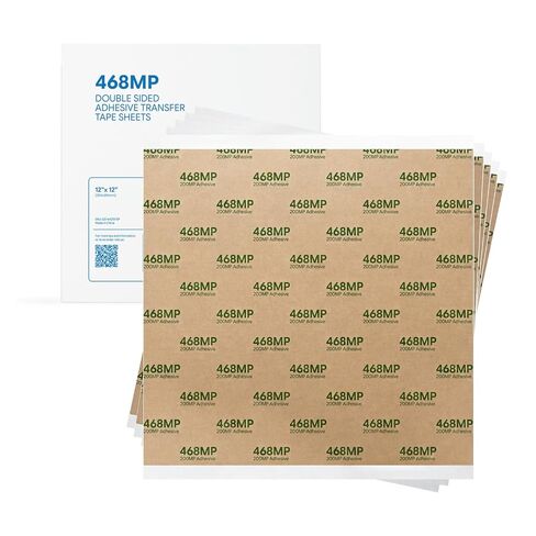 Gizmo Dorks 3M 468MP Double Sided Adhesive Transfer Tape Sheets 10" x 10" (5-Pack) in Kuwait
