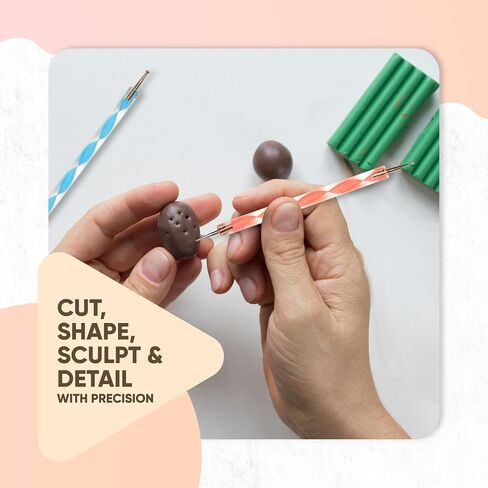 14 Pcs Polymer Clay Tools Acrylic Roller Clay Rolling Pins for Baking with Thickness Rings, Tissue Blade, Slicer Knife, Dotting Tools, Sculpting Earring and Jewelry Making Kit for Modeling and Shaping in Kuwait