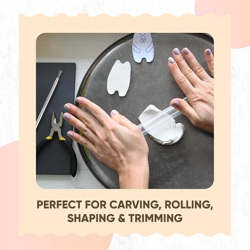 14 Pcs Polymer Clay Tools Acrylic Roller Clay Rolling Pins for Baking with Thickness Rings, Tissue Blade, Slicer Knife, Dotting Tools, Sculpting Earring and Jewelry Making Kit for Modeling and Shaping in Kuwait