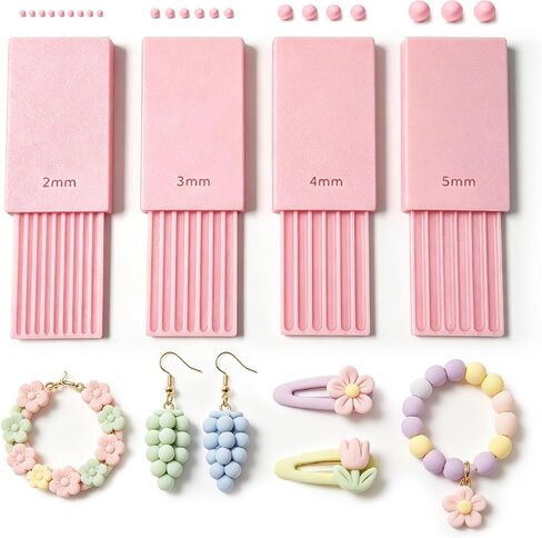 Clay Gel Ball Maker Tool, Nail Art Bead Roller for 3D Gel Flowers | Polymer Clay Roller 2-5mm, Sphere Shaping Mold for Round Beads, Earrings, Jewelry, Charms and Miniature DIY Craf, Pink in Kuwait