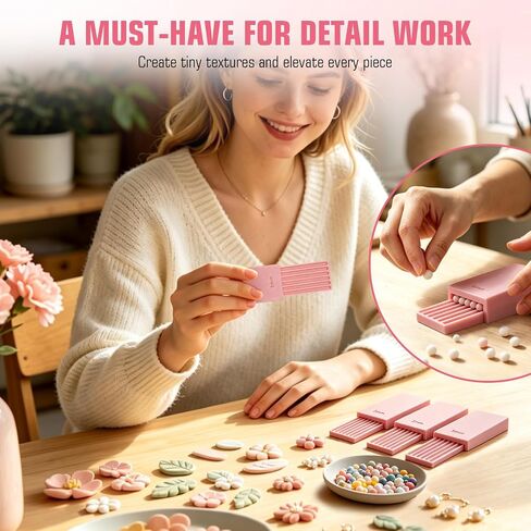 Clay Gel Ball Maker Tool, Nail Art Bead Roller for 3D Gel Flowers | Polymer Clay Roller 2-5mm, Sphere Shaping Mold for Round Beads, Earrings, Jewelry, Charms and Miniature DIY Craf, Pink in Kuwait