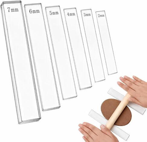Polymer Clay Tools 12Pcs Acrylic Rolling Pin Guides Set Adjustable Depth Guides 2-7mm with Protective Film Clay Roller for Polymer Earrings, Sculpting, Modeling & DIY Jewelry Making in Kuwait