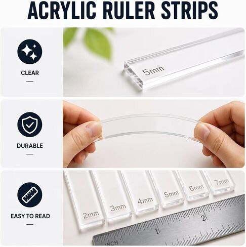 Polymer Clay Tools 12Pcs Acrylic Rolling Pin Guides Set Adjustable Depth Guides 2-7mm with Protective Film Clay Roller for Polymer Earrings, Sculpting, Modeling & DIY Jewelry Making in Kuwait