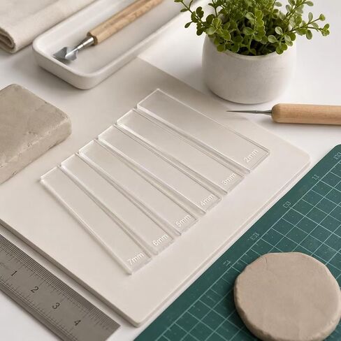 Polymer Clay Tools 12Pcs Acrylic Rolling Pin Guides Set Adjustable Depth Guides 2-7mm with Protective Film Clay Roller for Polymer Earrings, Sculpting, Modeling & DIY Jewelry Making in Kuwait