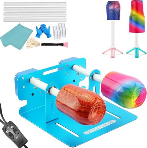 WAQONUY Double Cup Turner for Crafts Tumbler,Epoxy Glitter Tumbler Full Kits,DIY Cuptisserie Turner,Cup Spinner Machine Kit(Blue) in Kuwait