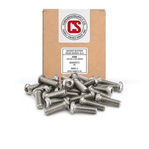 Stainless 1/4-20 x 3/4" (1/2" to 3" Available) Socket Button Head Cap Screws, Full Thread, Hex Drive, Stainless Steel 18-8, Coarse Thread (1/4-20 x 3/4) in Kuwait