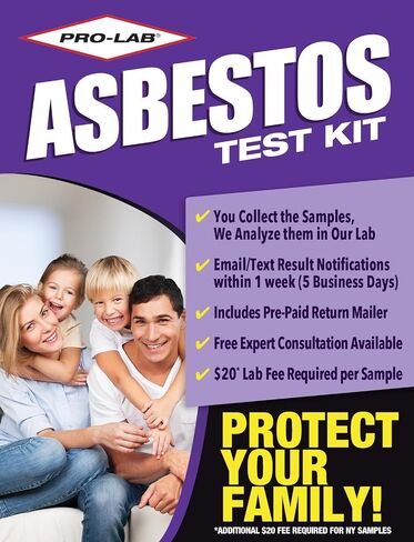 ProLab Asbestos Test Kit -You collect 2 samples, We analyze them. Emailed results within 1 week (5 Business days) Includes return mailer and Expert Consultation. $40 fee required to analyze the 2 samples (AS108) in Saudi Arabia