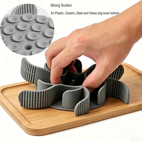Slow Feeder Dog Bowl Insert 2PCS, Adjustable & Fixed Size Silicone Slow Eating Mat with Strong Suction Cup, Fit into Basic and Elevated Dog Bowls, Slower Eating for Puppy Small Medium Large Dogs in Kuwait