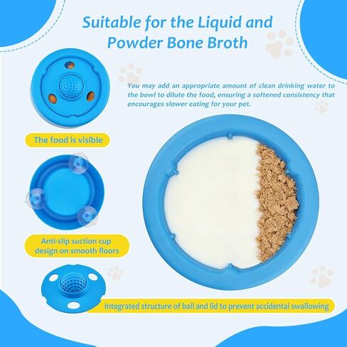 Slow Feeder Dog Bowls for Liquid Treat Dog Lick Bowl with Enrichment Rolling Ball Toy for Bone Broth Yogurt and Liquid and Thick Treat with Suction Cup Base for Small Medium Large Dogs in Kuwait