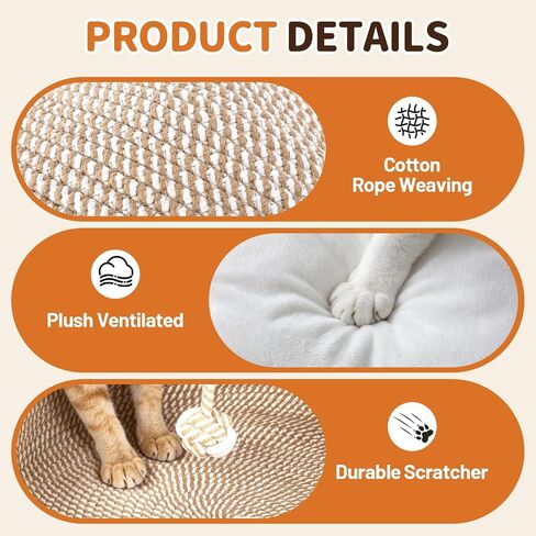 Cat Bed Basket with Cushion, Stimuli Cat Handwoven Cave Bed Hooded Basket in Kuwait