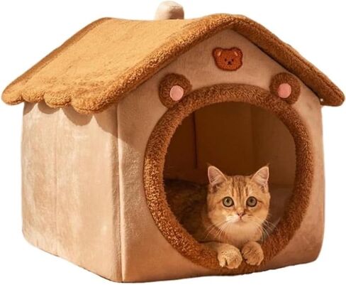 Cat Bed for Indoor Cats,Cat Tent with Removable Pillow (M-18.1x14.5x15.7In) in Kuwait