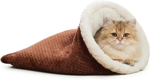 Fluffy Cat Sleeping Bags, Newly Upgraded Hug Sleep Pod, Cat Bed Cave & Covered Cat Bed, Cozy Cat Cave Bed with Soft Plush, Portable Burrow Nest for Indoor Cats, 21.7x14.5 Inch in Kuwait