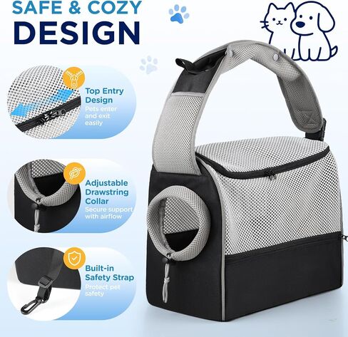 BONTHEE Dog Sling Carrier for Small Dogs 6-10 lbs Adjustable Shoulder-Black in Kuwait