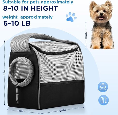 BONTHEE Dog Sling Carrier for Small Dogs 6-10 lbs Adjustable Shoulder-Black in Kuwait