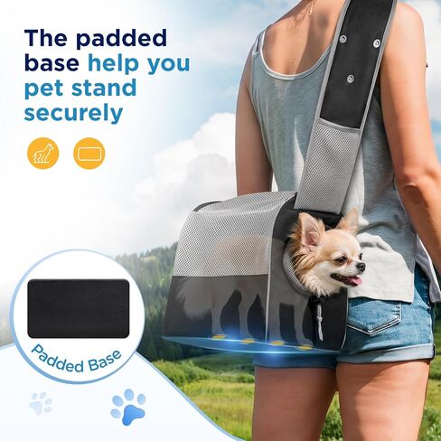 BONTHEE Dog Sling Carrier for Small Dogs 6-10 lbs Adjustable Shoulder-Black in Kuwait