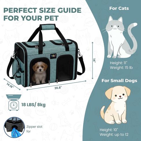 Premium Double Pet Carrier – Spacious 2-in-1 Travel Bag for 2 Cats or Small Dogs, with Divider, Breathable Mesh, Soft-Sided, Foldable Design in Kuwait