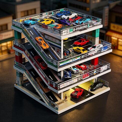 kivcmds Display Case for Hot Wheels 1/64 Toy Car Garage Diorama with Lights in Kuwait
