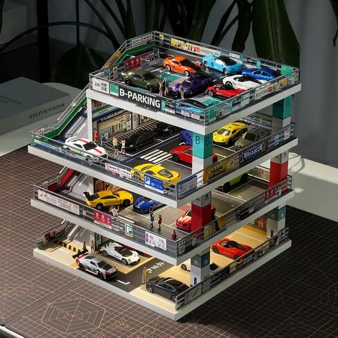 kivcmds Display Case for Hot Wheels 1/64 Toy Car Garage Diorama with Lights in Kuwait