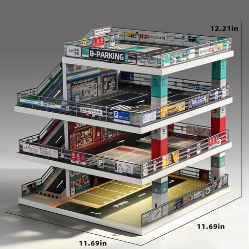 kivcmds Display Case for Hot Wheels 1/64 Toy Car Garage Diorama with Lights in Kuwait