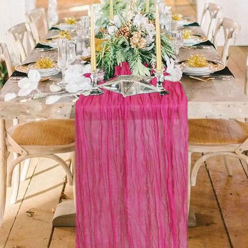 Orange Cheesecloth Table Runner Boho Rustic Gauze Table Runner 10FT Cheese Cloth Wedding Table Decorations for Fall Halloween Party Long Semi Sheer Fabric Table Runners for Ceremony Table in Kuwait