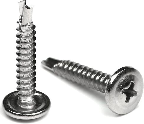 100 Pack 410 Stainless Steel Wafer Head Phillips Self Drilling Screws Sheet Metal Tek Screws, Modified Truss Head Self Driller - Size: #8 x 3/4" in Kuwait