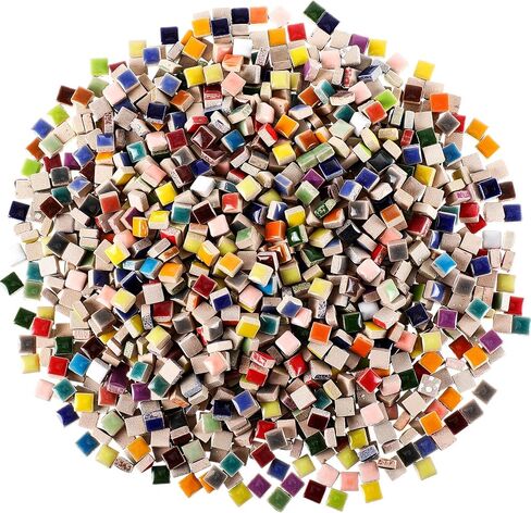 Honeydak Ceramic Mosaic Tiles Bulk for Crafts, Multicolor, 1500 Pcs in Kuwait