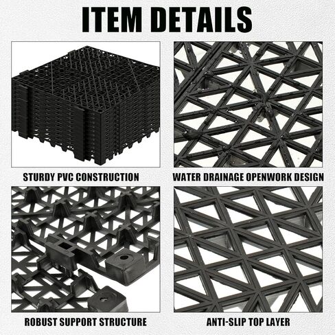 12 PCS Dog Kennel Flooring Interlocking Drainage, 12 × 12 × 0.5 Waterproof Non Slip Outdoor Run Training Panel Splicing Dog Crate Floor Protector for Pets, Black in Kuwait