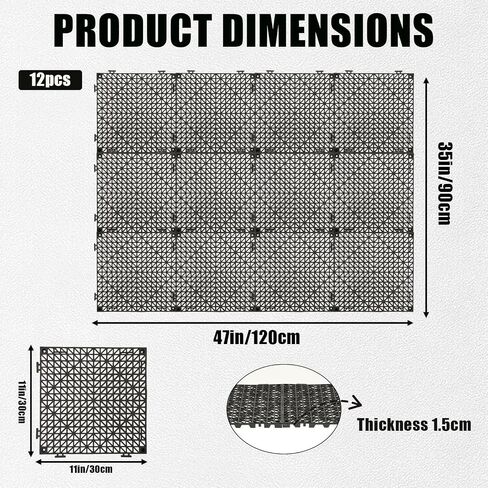 12 PCS Dog Kennel Flooring Interlocking Drainage, 12 × 12 × 0.5 Waterproof Non Slip Outdoor Run Training Panel Splicing Dog Crate Floor Protector for Pets, Black in Kuwait