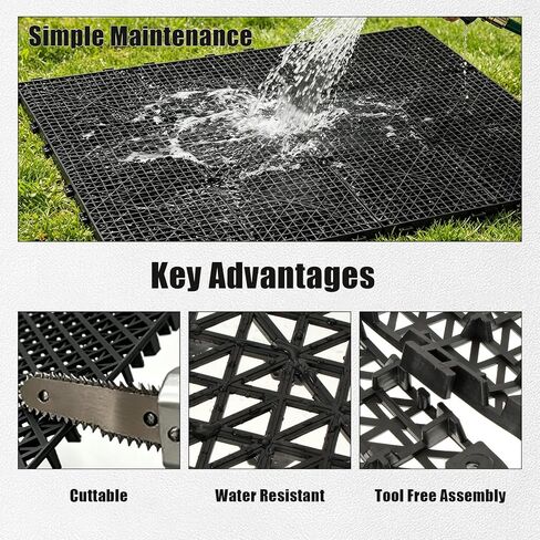 12 PCS Dog Kennel Flooring Interlocking Drainage, 12 × 12 × 0.5 Waterproof Non Slip Outdoor Run Training Panel Splicing Dog Crate Floor Protector for Pets, Black in Kuwait