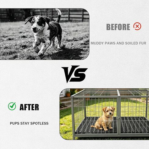 12 PCS Dog Kennel Flooring Interlocking Drainage, 12 × 12 × 0.5 Waterproof Non Slip Outdoor Run Training Panel Splicing Dog Crate Floor Protector for Pets, Black in Kuwait
