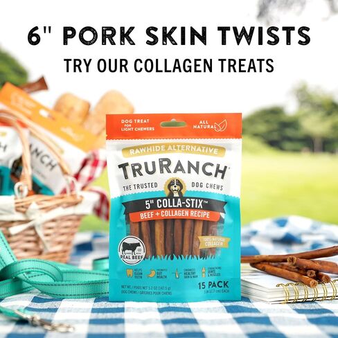 TRURANCH 6" Pork Skin Twists for Dogs, Long Lasting, Assorted, 9 Ct in Kuwait