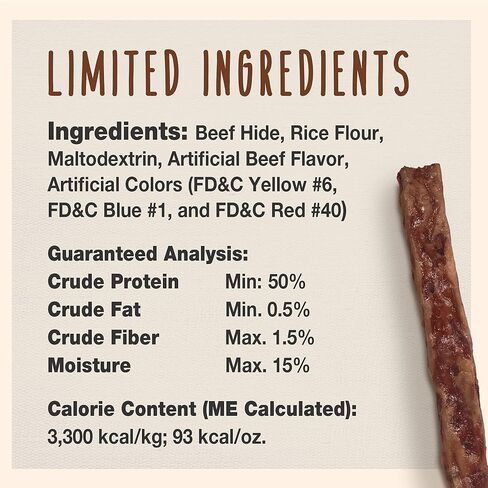 Cadet Premium Grade Beef Hide Munchy Chew Sticks for Dogs, 50 Count, 6.5" in Saudi Arabia