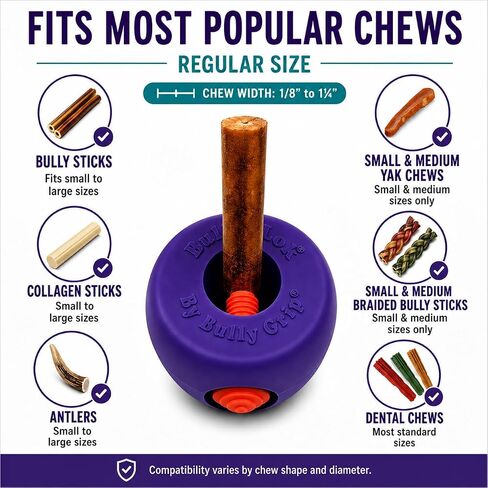 حامل عصا الفتوة للكلاب من Bully Grip، جهاز أمان للكلاب من Bully Lok، يمنع الاختناق للكلاب الصغيرة والمتوسطة والكبيرة، جبن الياك، الكولاجين، مضغ الأسنان، الجلد الخام، العظام، قرن الوعل، المكافآت، جهاز أمان الألعاب in Kuwait