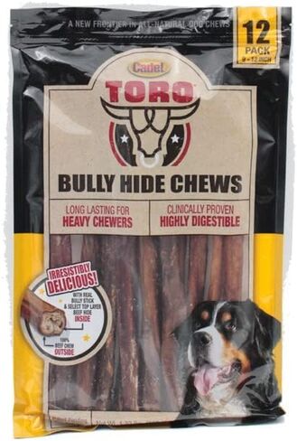 Cadet Toro Bully Hide Sticks, 9"-12" (Pack of 12) All-Natural Dog Chews in Kuwait