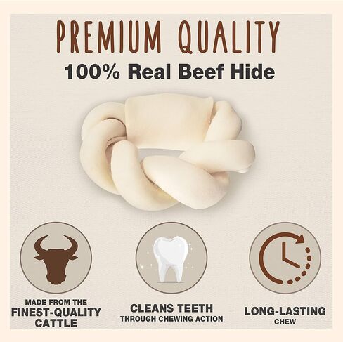 Cadet Premium Grade Beef Hide Braided Donut Dog Chews, 5" in Kuwait