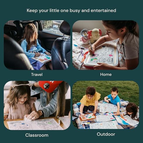 HeyDoodle Classic Doodle Mat – Reusable Silicone Coloring Mat for Toddlers and Kids – Educational Fractions Activity Pad with 9 Markers – Mess-Free Travel Toy – Ages 3-7 (Into the Wild) in Kuwait