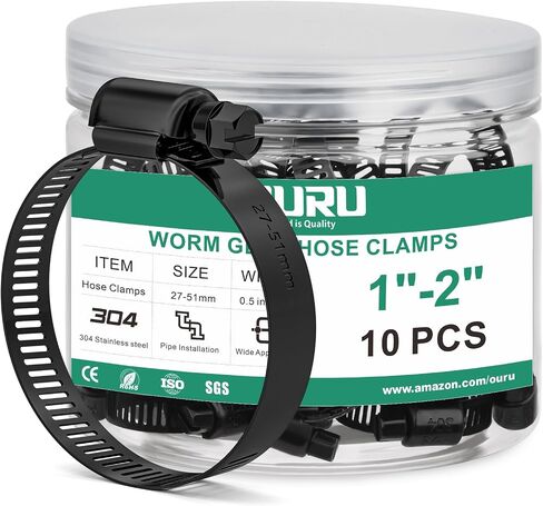 40PCS 3/8"-5/8 Black Hose Clamp,Adjustable 10-16mm Small Hose Clamps Stainless Steel,Metal Worm Gear Drive Hose Clamps for Automotive,Plumbing,Intercooler,Pipe,Fuel Line Radiator Clamps in Kuwait