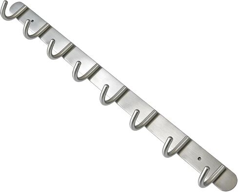 Coat Hook Rack with 8 Square Hooks - Premium Modern Wall Mounted - Ultra durable with solid steel construction, Brushed stainless steel finish, Super easy installation, Rust and water proof in Kuwait