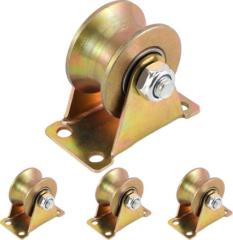 ZOENHOU 12PCS 2 Inch V Groove Wheel, Electroplated 1045 Steel Heavy Duty Rigid Casters, V Shape Bracket Roller Sliding Gate Roller Pressure Bearing Pully with Bracket for Sliding Door Gate Frame Barn in Kuwait