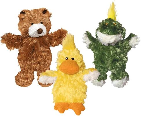 KONG Low Stuffing with Squeaker Dog Toy, X-Small, 3 Animals, Bear, Duck, Frog in Kuwait
