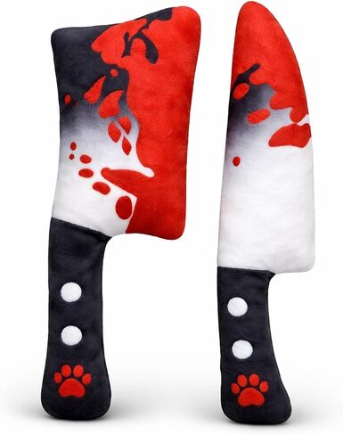 2-Pack Halloween Squeaky Dog Toy Set - Plush Knife and Cleaver Design, Interactive Sound Toys for Dogs, Perfect for Halloween Play and Chewing Fun in Saudi Arabia