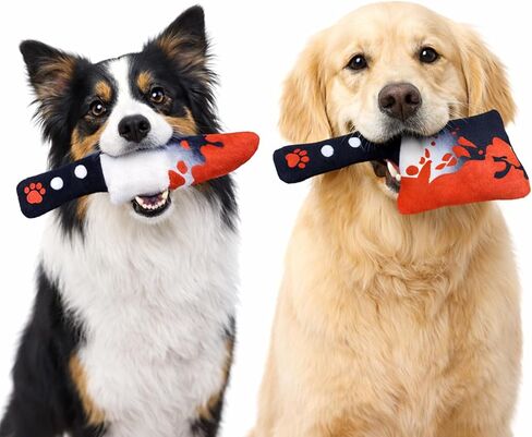 2-Pack Halloween Squeaky Dog Toy Set - Plush Knife and Cleaver Design, Interactive Sound Toys for Dogs, Perfect for Halloween Play and Chewing Fun in Saudi Arabia
